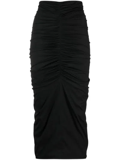 Philosophy Di Lorenzo Serafini High Waist Gather Detailed Midi Skirt In Black