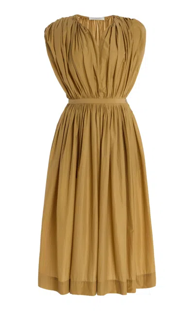 PHILOSOPHY DI LORENZO SERAFINI GATHERED NYLON MIDI DRESS