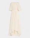 Philosophy Di Lorenzo Serafini Gathered Short-sleeve High-low Dress In Ivory