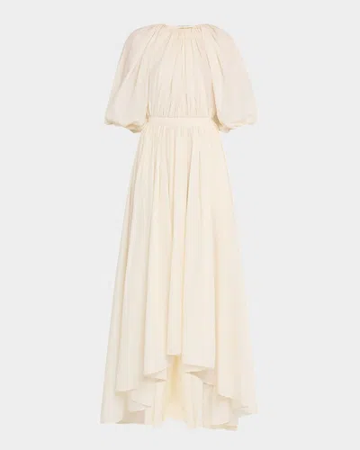 Philosophy Di Lorenzo Serafini Gathered Short-sleeve High-low Dress In Ivory