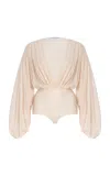 Philosophy Di Lorenzo Serafini Gathered Stretch-tulle Bodysuit In Pink