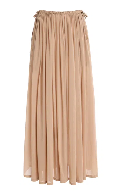 Philosophy Di Lorenzo Serafini Gathered Stretch-tulle Maxi Skirt In Beige