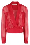 Philosophy Di Lorenzo Serafini Georgette Blouse With Wide Shawl Collar