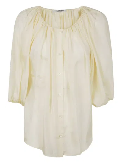Philosophy Di Lorenzo Serafini Georgette Silk Blouse In White