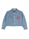 Philosophy Di Lorenzo Serafini Logo-embroidered Cropped Denim Jacket In Blu Denim