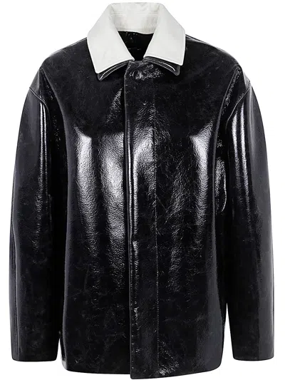 Philosophy Di Lorenzo Serafini Glass Effect Coated Wool Jacket For Women In Brown
