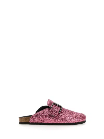 Philosophy Di Lorenzo Serafini Glitter-embellished Slip-on Sandals In Pink