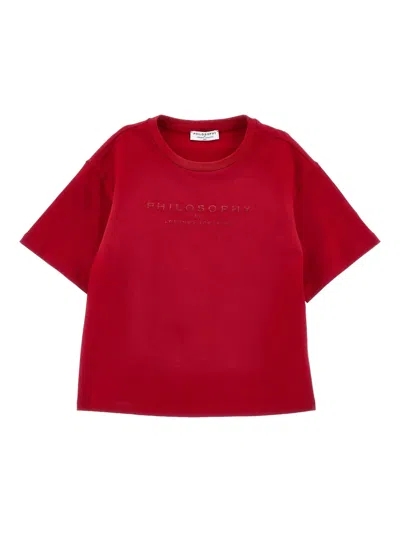 Philosophy Di Lorenzo Serafini Kids' Glitter-logo T-shirt In Red