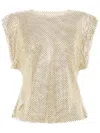 Philosophy Di Lorenzo Serafini Gold Rhinestone Sheer Sleeveless Blouse In Golden