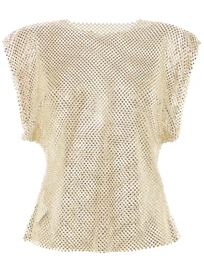 Philosophy Di Lorenzo Serafini Rhinestone Sheer Sleeveless Blouse In Green