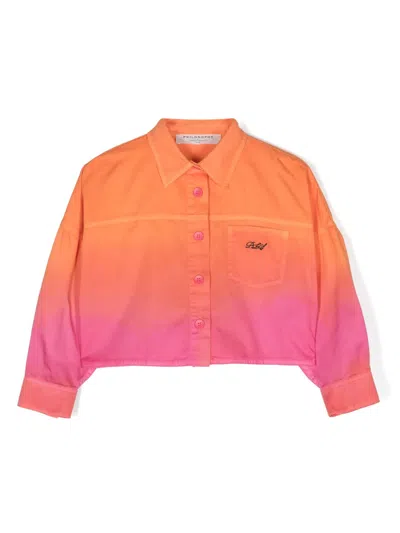 Philosophy Di Lorenzo Serafini Kids' Gradient-effect Cropped Shirt In 橘色