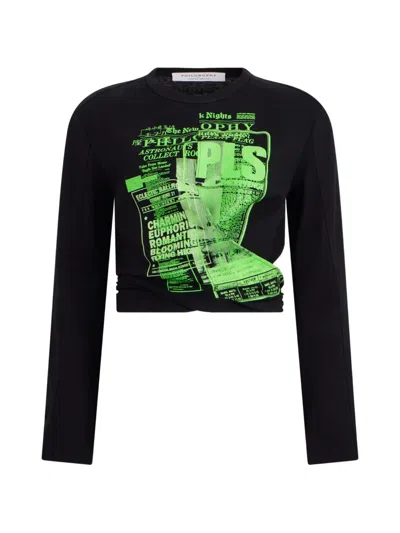 Philosophy Di Lorenzo Serafini Graphic-print Cropped T-shirt In Black