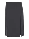 Philosophy Di Lorenzo Serafini Grey Pencil Skirt With Slit In Wool Blend Woman In Grey