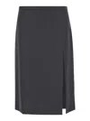 Philosophy Di Lorenzo Serafini Grey Pencil Skirt With Slit In Wool Blend Woman In Grey