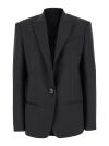 Philosophy Di Lorenzo Serafini Grey Single-breasted Jacket With A Single Button In Wool Blend Woman In Grey