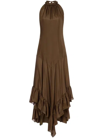 Philosophy Di Lorenzo Serafini Habotai Silk Dress Washed Clothing In Brown