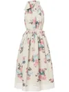 Philosophy Di Lorenzo Serafini Halter Neck Midi Dress With Floral Print In White