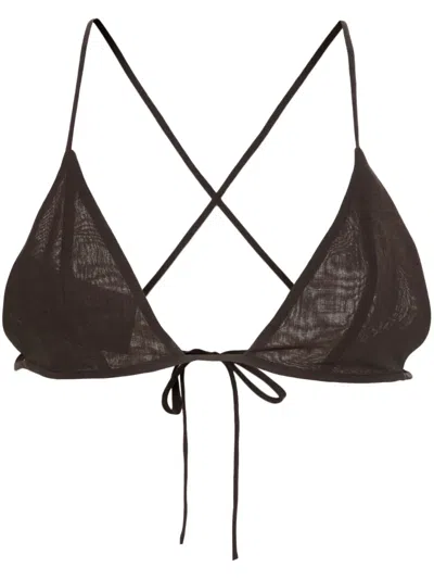 Philosophy Di Lorenzo Serafini Halterneck Sleeveless Crop Top In Brown