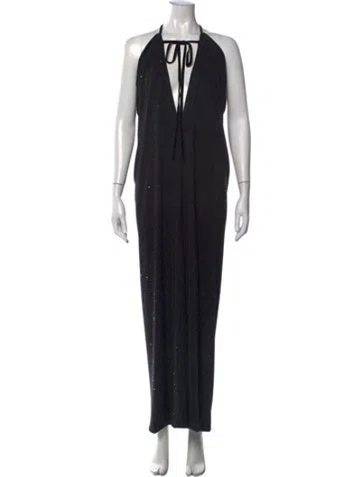 Pre-owned Philosophy Di Lorenzo Serafini Halterneck Long Dress In Black