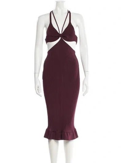 Pre-owned Philosophy Di Lorenzo Serafini Halterneck Midi Length Dress In Burgundy