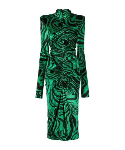 Philosophy Di Lorenzo Serafini High-necked Long Sleeve Dress In Green