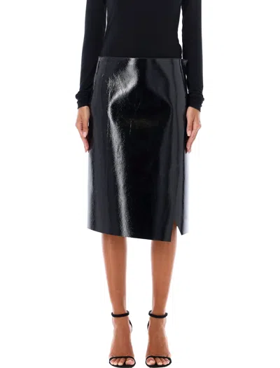 Philosophy Di Lorenzo Serafini High-waist Patent Leather Midi Skirt In Black