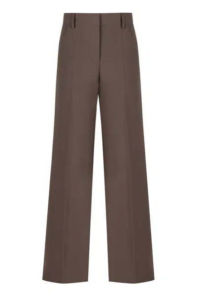 Philosophy Di Lorenzo Serafini High-waist Wide-leg Trousers In Mud