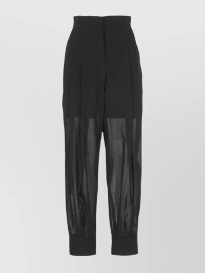 Philosophy Di Lorenzo Serafini High Waist Wool Pants With Sheer Panels In Black