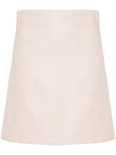Philosophy Di Lorenzo Serafini High-waisted Skirt In Linen Blend In Pink