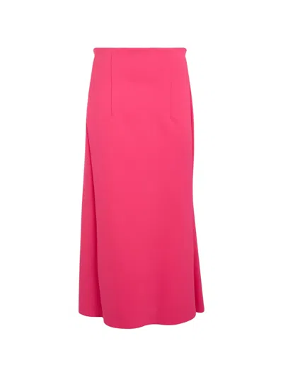 Philosophy Di Lorenzo Serafini High-waisted Flared Midi Skirt In Pink