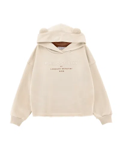 Philosophy Di Lorenzo Serafini Kids' Hoodie Mit Teddyohren In Brown