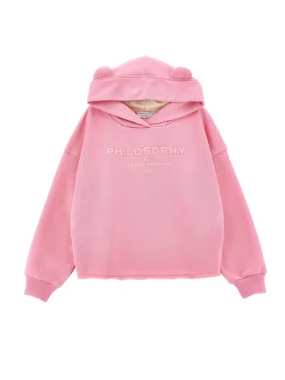 Philosophy Di Lorenzo Serafini Kids' Hoodie Mit Teddyohren In Pink