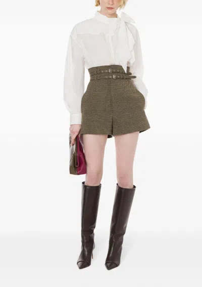 Philosophy Di Lorenzo Serafini Houndstooth Double-belt Shorts In Silver