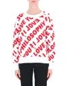 Philosophy Di Lorenzo Serafini I Love You Philosophy Knitted Jumper Sweater In Bianco/rosso