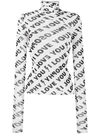 Philosophy Di Lorenzo Serafini Slogan-print Long-sleeve Top In Black