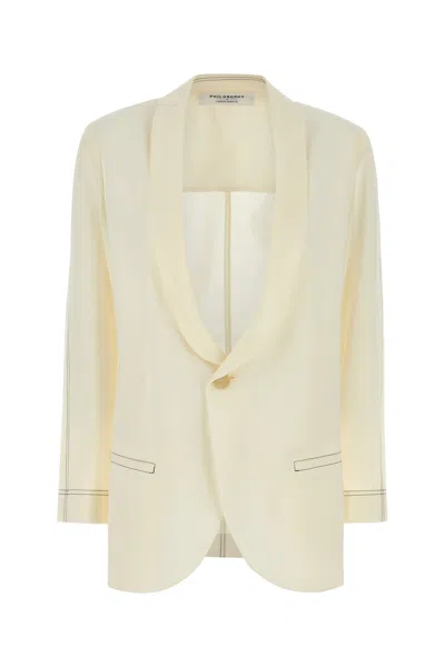 Philosophy Di Lorenzo Serafini Ivory Polyester Blend Blazer In Yellow