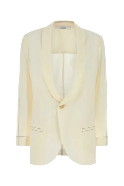 Philosophy Di Lorenzo Serafini Ivory Polyester-cotton Blazer For Women In White