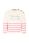 Philosophy Di Lorenzo Serafini Ivory Sweater For Girl With Logo In Ivory