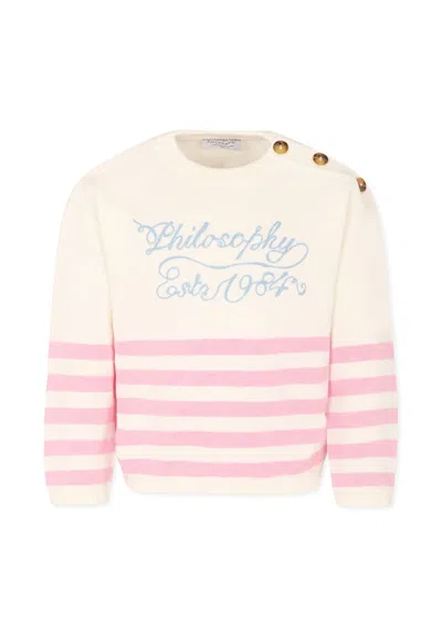 Philosophy Di Lorenzo Serafini Kids' Ivory Sweater For Girl With Logo
