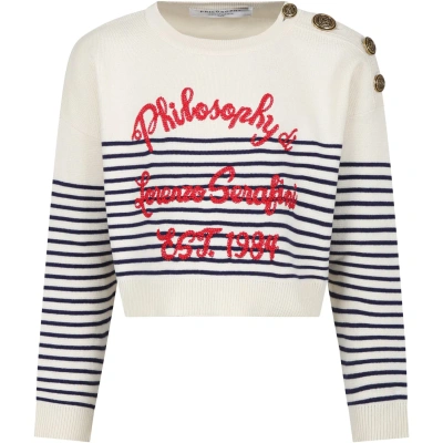 Philosophy Di Lorenzo Serafini Kids' Ivory Sweater For Girl With Logo