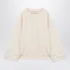 Philosophy Di Lorenzo Serafini Ivory Sweatshirt With Feathers In Beige