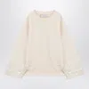 Philosophy Di Lorenzo Serafini Ivory Sweatshirt With Feathers In Beige