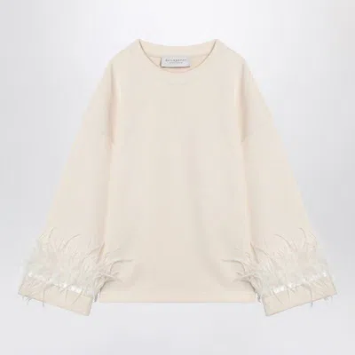 Philosophy Di Lorenzo Serafini Ivory Sweatshirt With Feathers