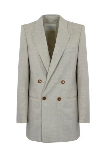 Philosophy Di Lorenzo Serafini Jacket In Cool Wool And Linen In Grigio