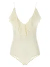 Philosophy Di Lorenzo Serafini Jersey Lace Bodysuit With Ruffled V-neck