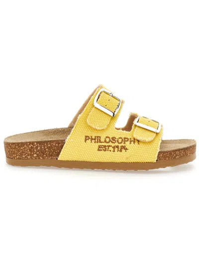 Philosophy Di Lorenzo Serafini Kids  Double Buckle Sandals In Light Yellow