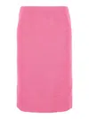 Philosophy Di Lorenzo Serafini Midi Pink Skirt With Elastic Waistband In Ribbed Fabric Woman In Pink