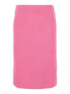Philosophy Di Lorenzo Serafini Midi Pink Skirt With Elastic Waistband In Ribbed Fabric Woman In Pink