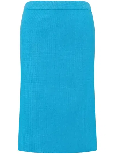 Philosophy Di Lorenzo Serafini Knitted Pencil Skirt In Clear Blue