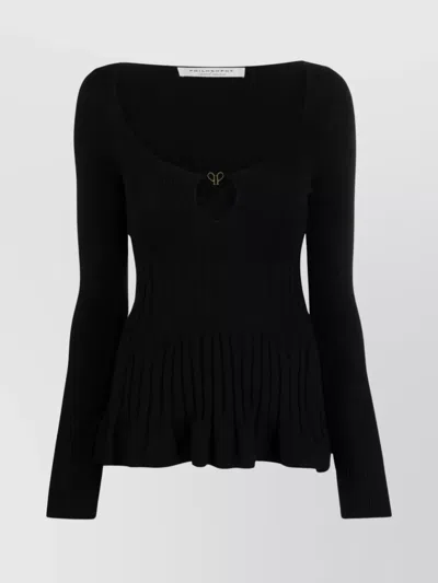 PHILOSOPHY DI LORENZO SERAFINI KNITWEAR WITH FLARED HEM AND KEYHOLE DETAIL